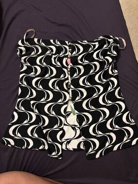 FARM Rio Brazil Copacabana Sidewalks Print Monochrome Strapless top